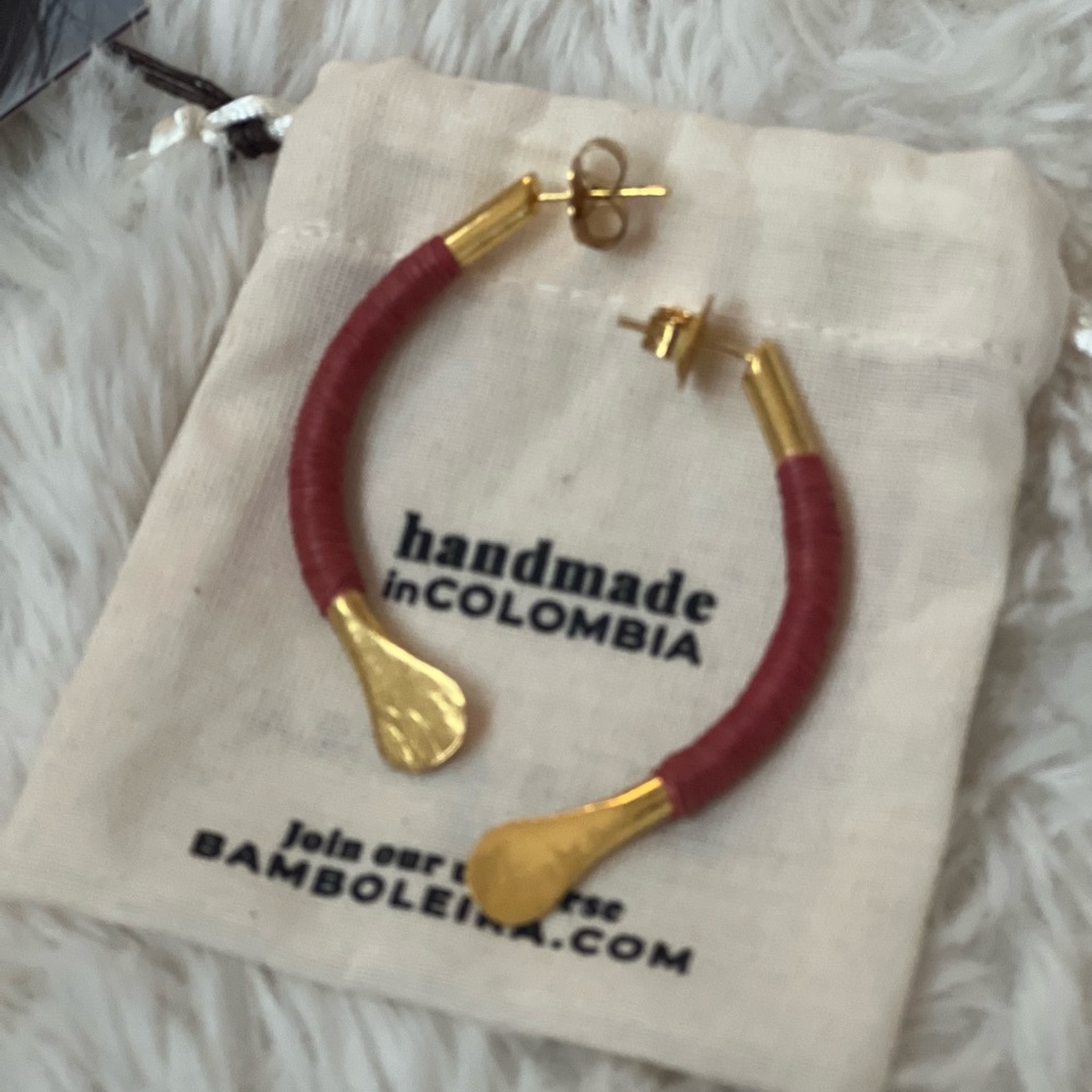 Red and Gold Modern Earrings with Minimalist Design